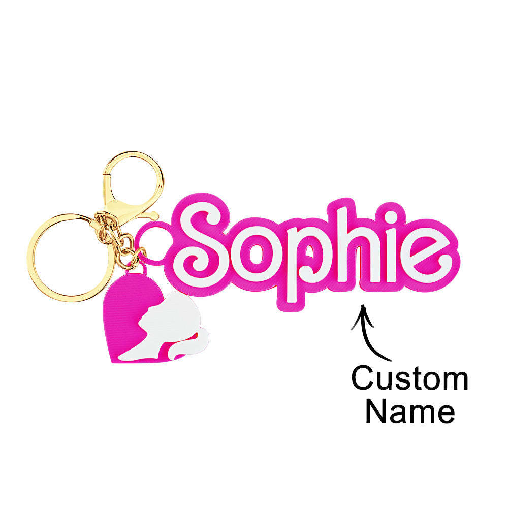 Custom Multicolor 3D keychain fashion pink doll inspired Bag Charm Keychain Party Favor Backpack Name Tag - yournamenecklaceau