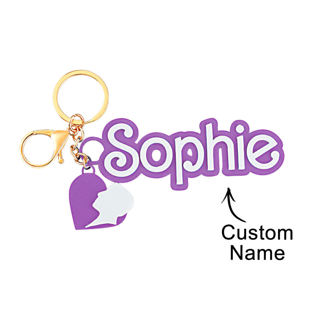 Custom Multicolor 3D keychain fashion pink doll inspired Bag Charm Keychain Party Favor Backpack Name Tag - yournamenecklaceau