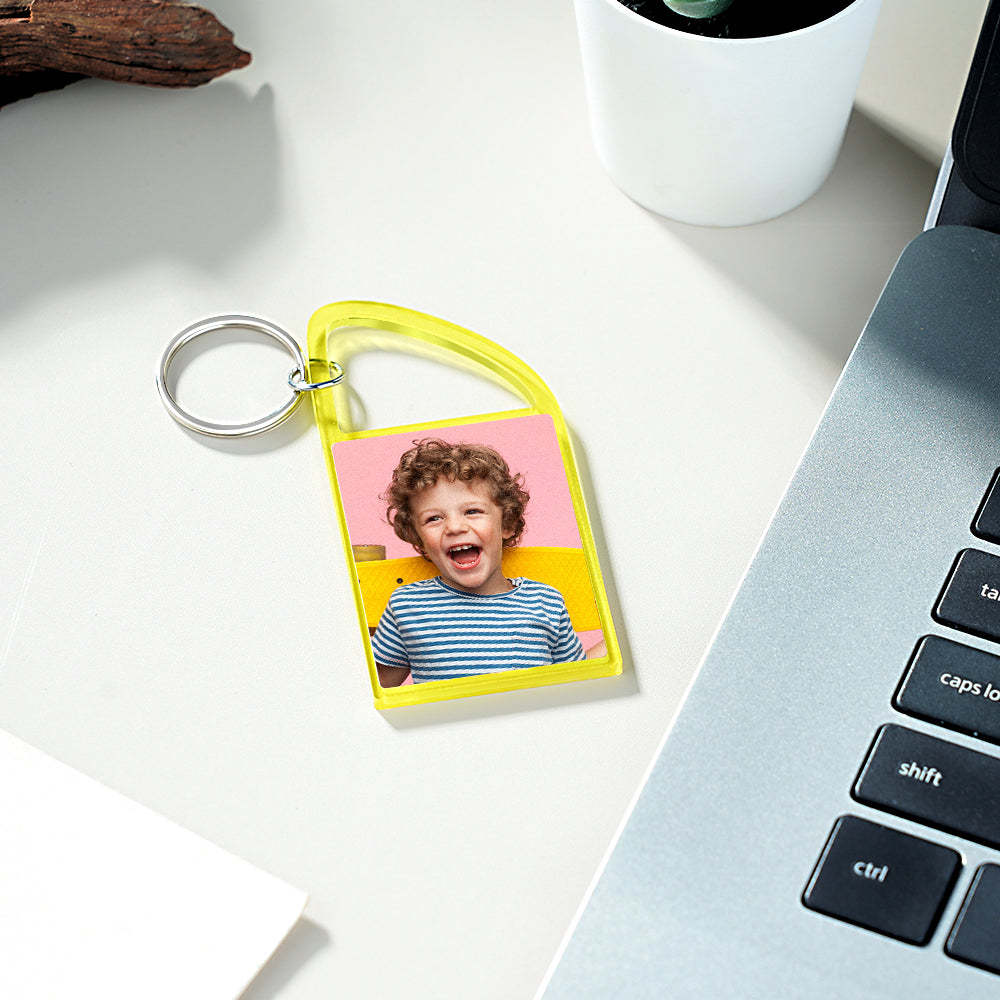 Custom Multicolor Snap-in Photo Carabiner Keychain WIth Text - yournamenecklaceau