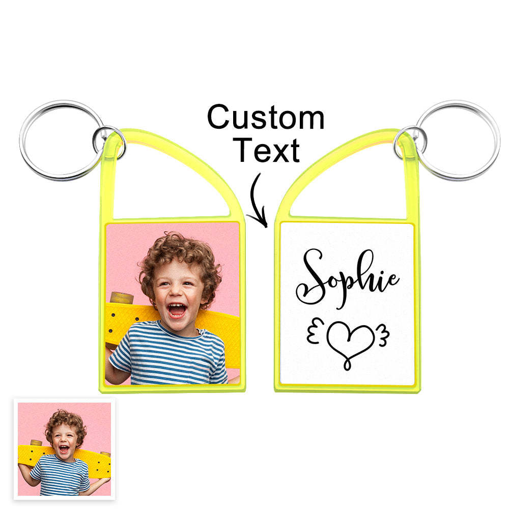 Custom Multicolor Snap-in Photo Carabiner Keychain WIth Text - yournamenecklaceau