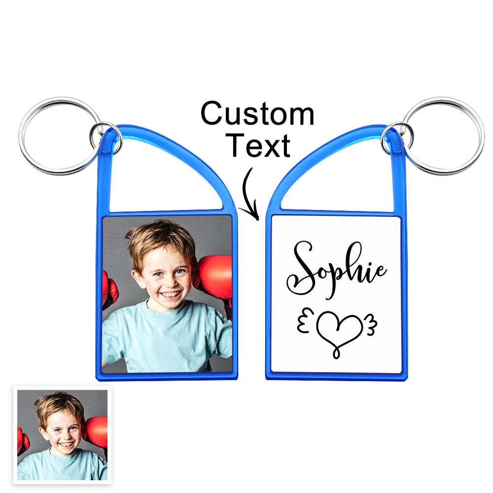 Custom Multicolor Snap-in Photo Carabiner Keychain WIth Text - yournamenecklaceau