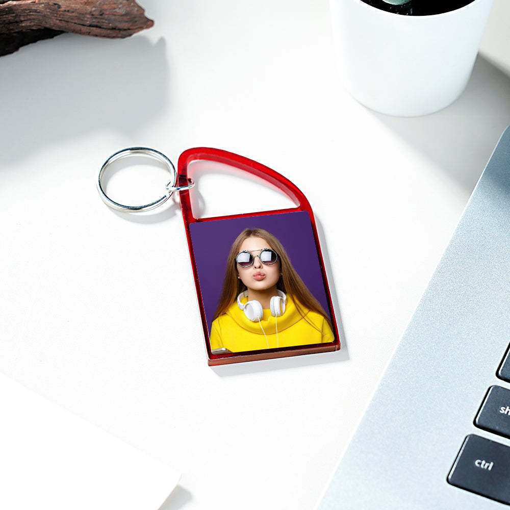 Custom Multicolor Snap-in Photo Carabiner Keychain WIth Text - yournamenecklaceau