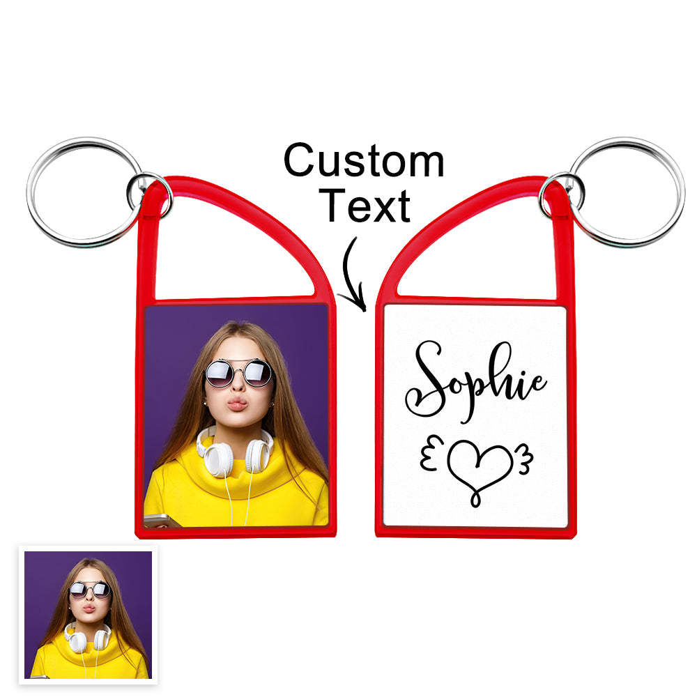 Custom Multicolor Snap-in Photo Carabiner Keychain WIth Text - yournamenecklaceau