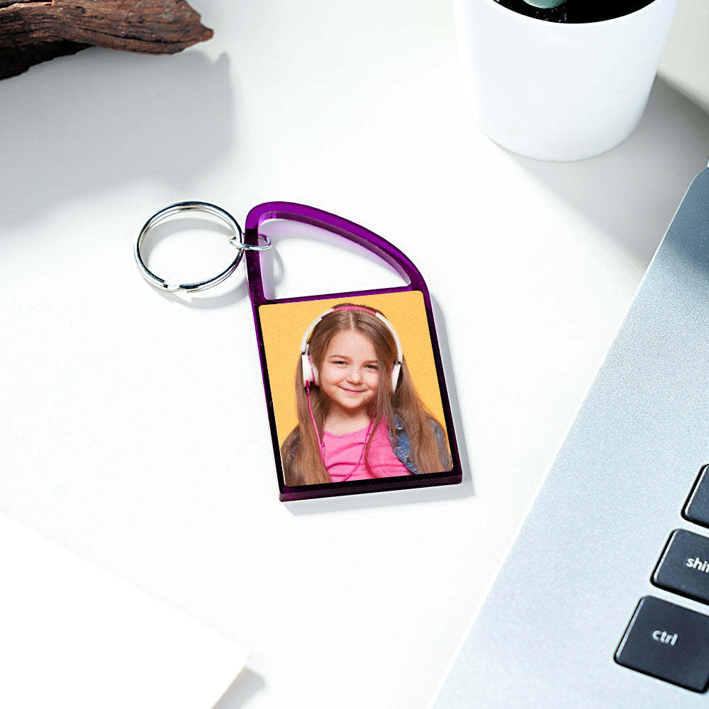 Custom Multicolor Snap-in Photo Carabiner Keychain WIth Text - yournamenecklaceau