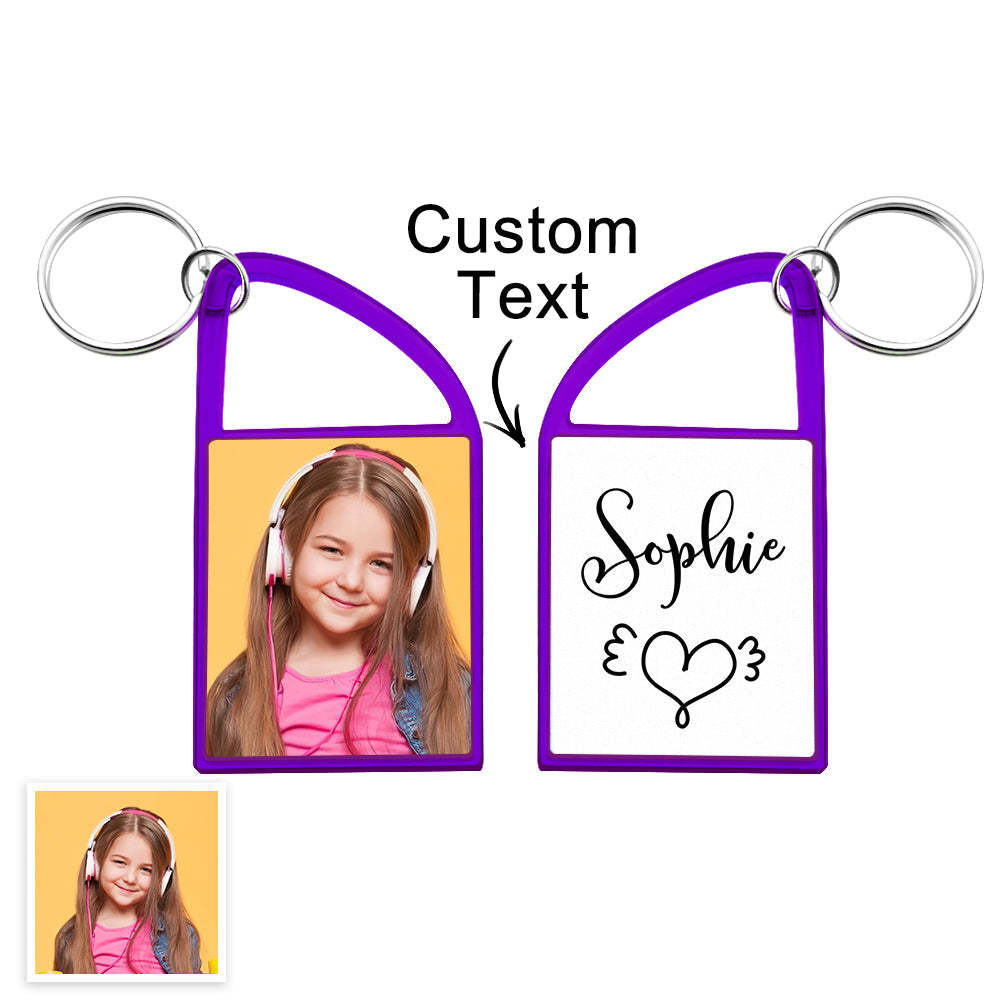 Custom Multicolor Snap-in Photo Carabiner Keychain WIth Text - yournamenecklaceau