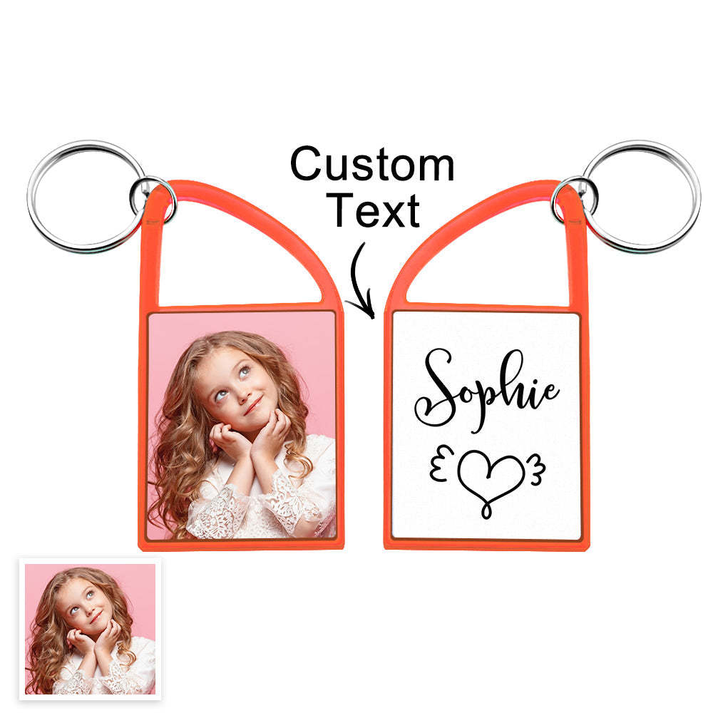Custom Multicolor Snap-in Photo Carabiner Keychain WIth Text - yournamenecklaceau
