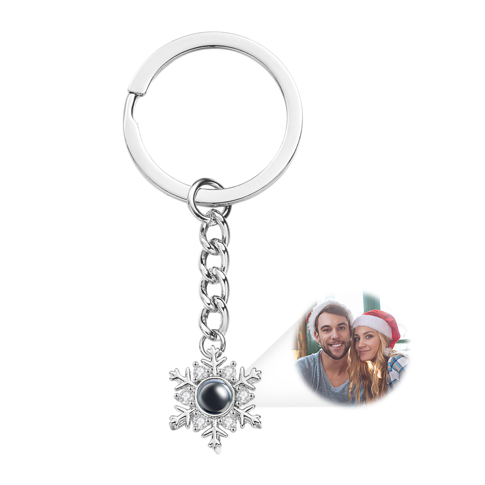 Custom Photo Projection Keychain Personalized Snowflake Projection Keychain