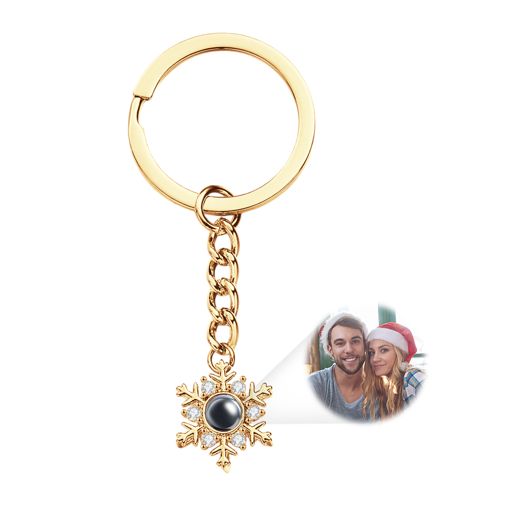 Custom Photo Projection Keychain Personalized Snowflake Projection Keychain Christmas Gifts