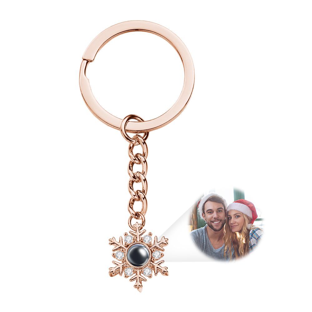 Custom Photo Projection Keychain Personalized Snowflake Projection Keychain Christmas Gifts