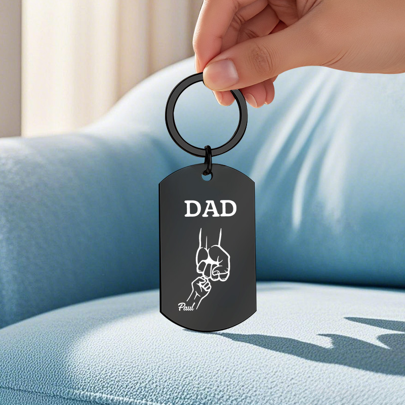 Father's Day Gifts Custom Photo & Family Fist Keychain Personalized Names Metal Keyring Gift for Dad - NameNecklaceAU