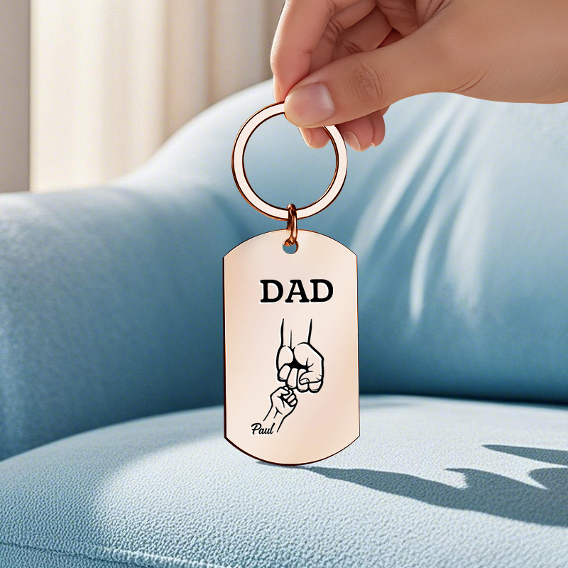 Father's Day Gifts Custom Photo & Family Fist Keychain Personalized Names Metal Keyring Gift for Dad - NameNecklaceAU