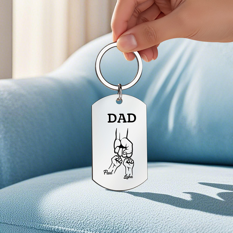 Father's Day Gifts Custom Photo & Family Fist Keychain Personalized Names Metal Keyring Gift for Dad - NameNecklaceAU