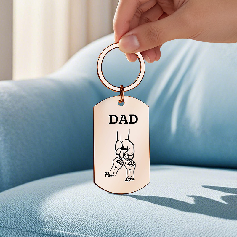 Father's Day Gifts Custom Photo & Family Fist Keychain Personalized Names Metal Keyring Gift for Dad - NameNecklaceAU
