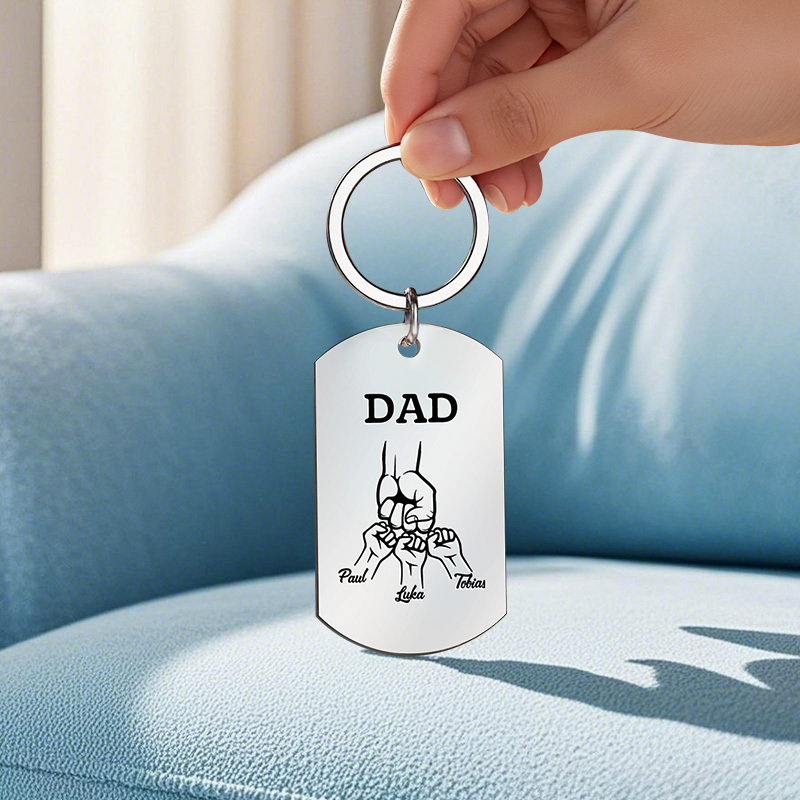 Father's Day Gifts Custom Photo & Family Fist Keychain Personalized Names Metal Keyring Gift for Dad - NameNecklaceAU