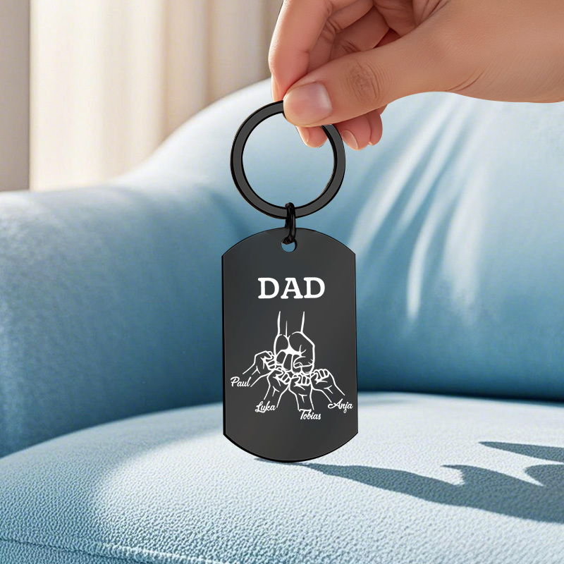 Father's Day Gifts Custom Photo & Family Fist Keychain Personalized Names Metal Keyring Gift for Dad - NameNecklaceAU