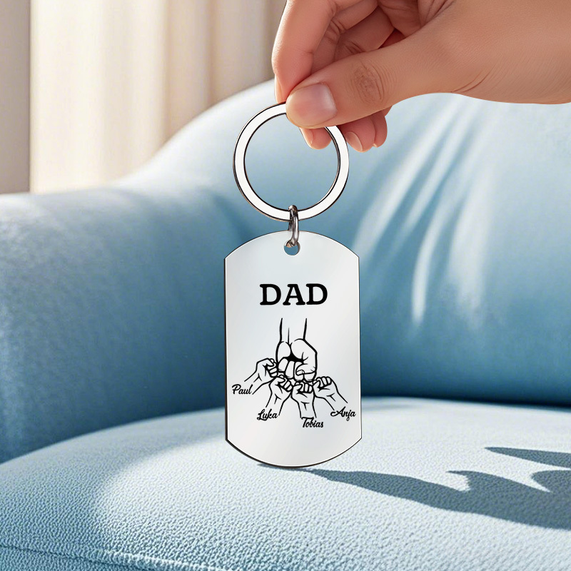 Father's Day Gifts Custom Photo & Family Fist Keychain Personalized Names Metal Keyring Gift for Dad - NameNecklaceAU