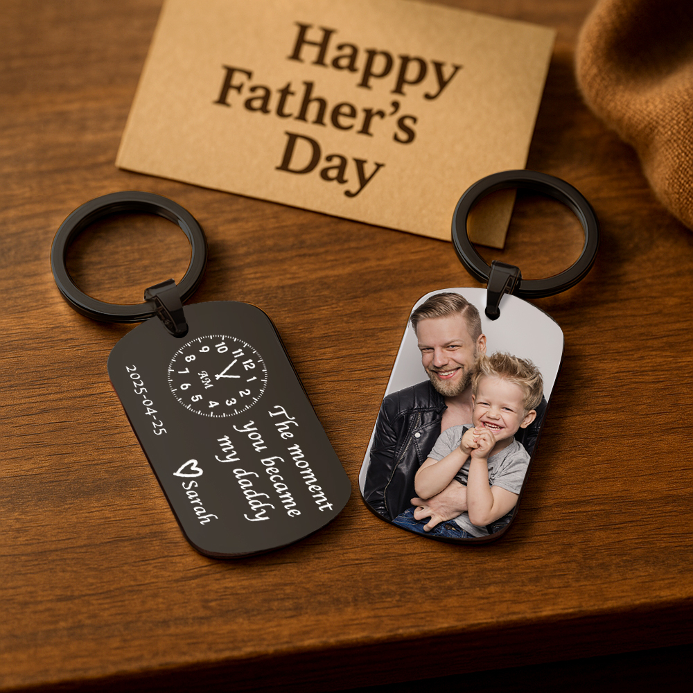 Dad Gift The Moment You Became My Daddy Mummy Keychain First Father's Day Keyring New Dad Keychain Gift Personalised Gift Father's Day Gift