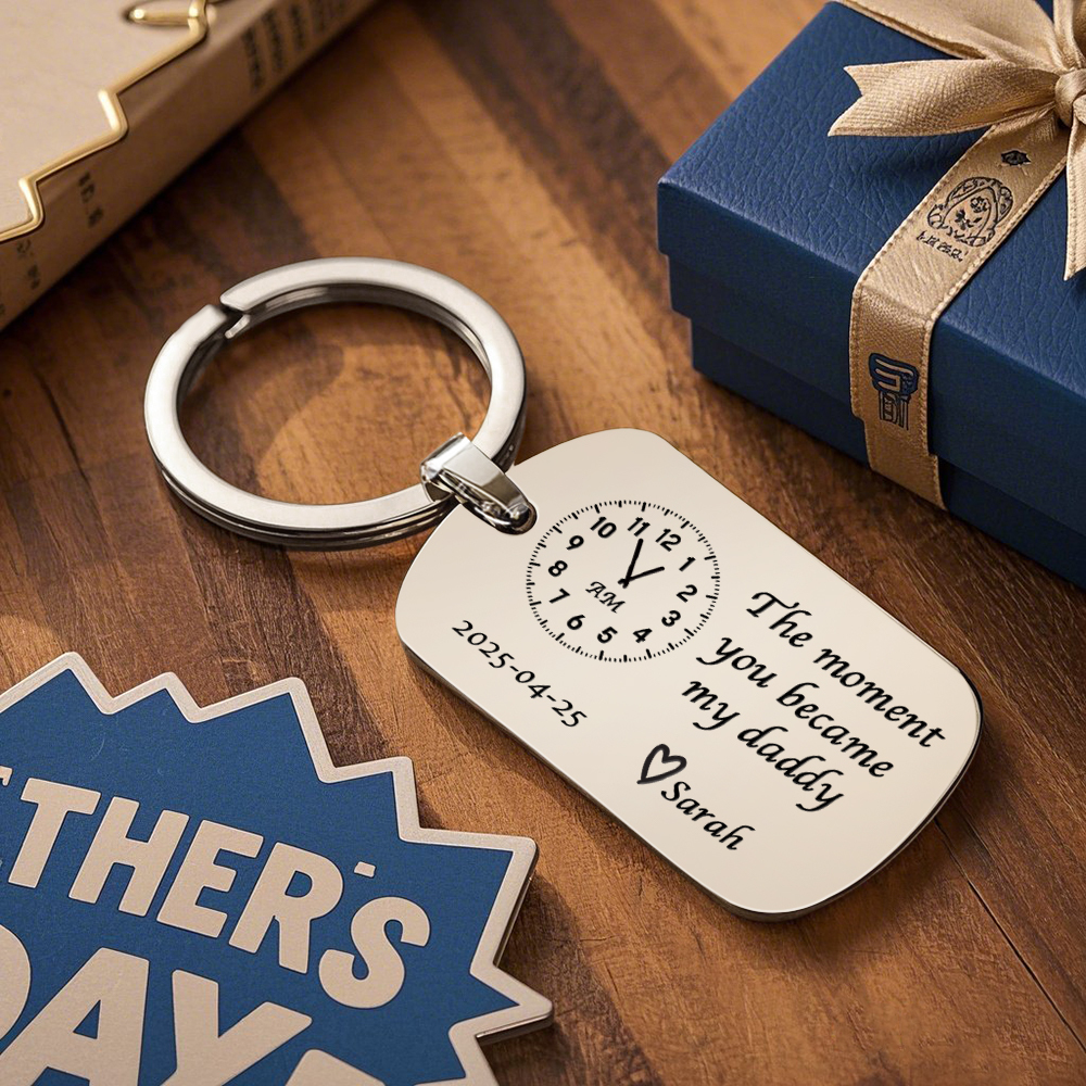 Dad Gift The Moment You Became My Daddy Mummy Keychain First Father's Day Keyring New Dad Keychain Gift Personalised Gift Father's Day Gift