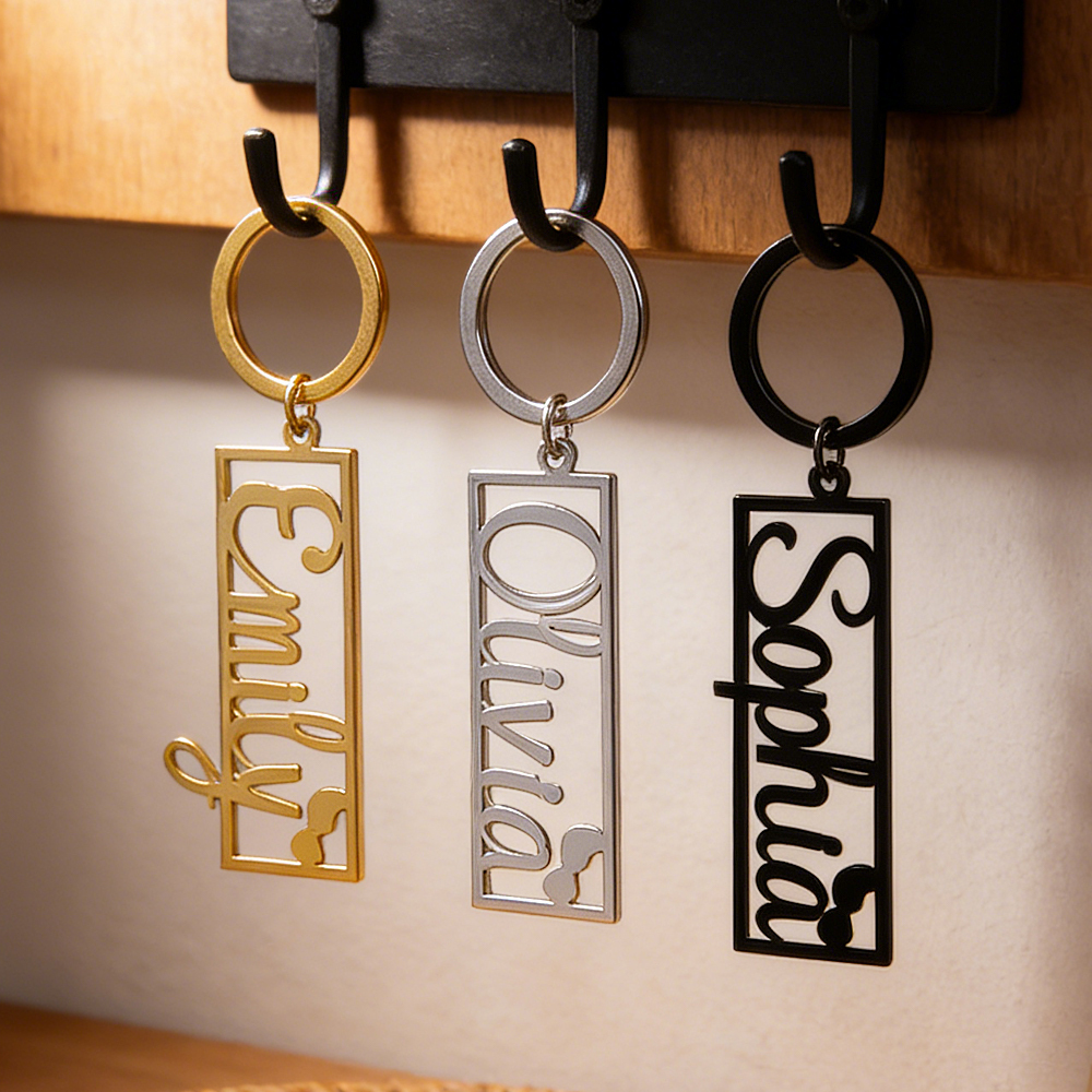 Personalized Name Keychain Custom Name Key Chain With Heart Engraved Birthday Gift Anniversary Gift Valentine's Day Gift for Him - NameNecklaceAU