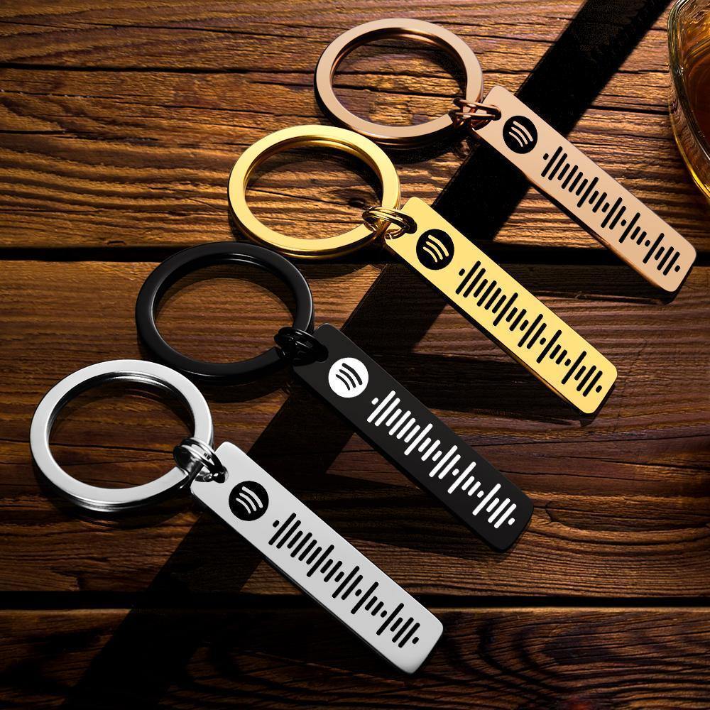 Custom Scannable Spotify Code Keychain, Engraved Custom Music, Song Keychain Gifts for Him Golden Color us