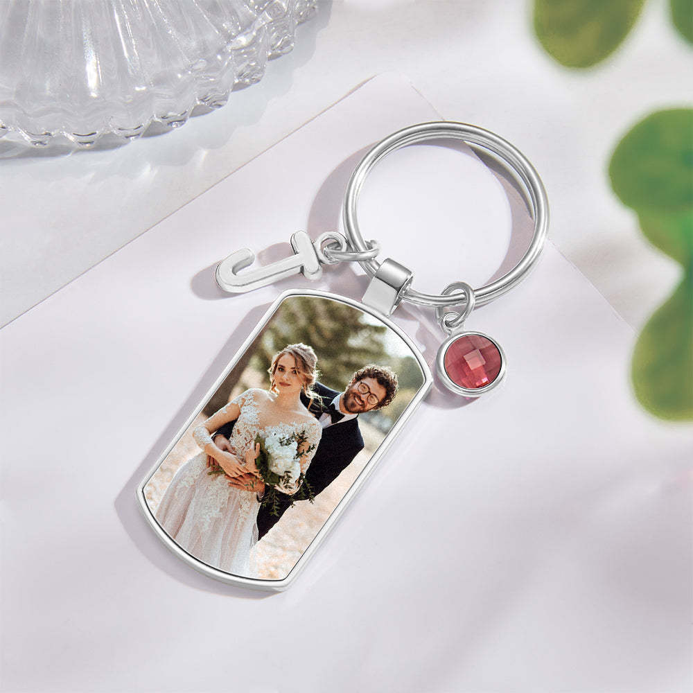 Custom Photo Birthstone Keychain Personalized Letter Pendant Birthday Gifts - yournamenecklaceau