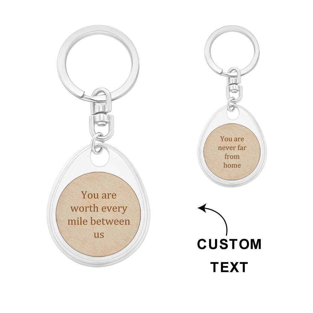 Custom Engraved Wooden Metal Keychain Personalized Text Anniversary Gifts - yournamenecklaceau