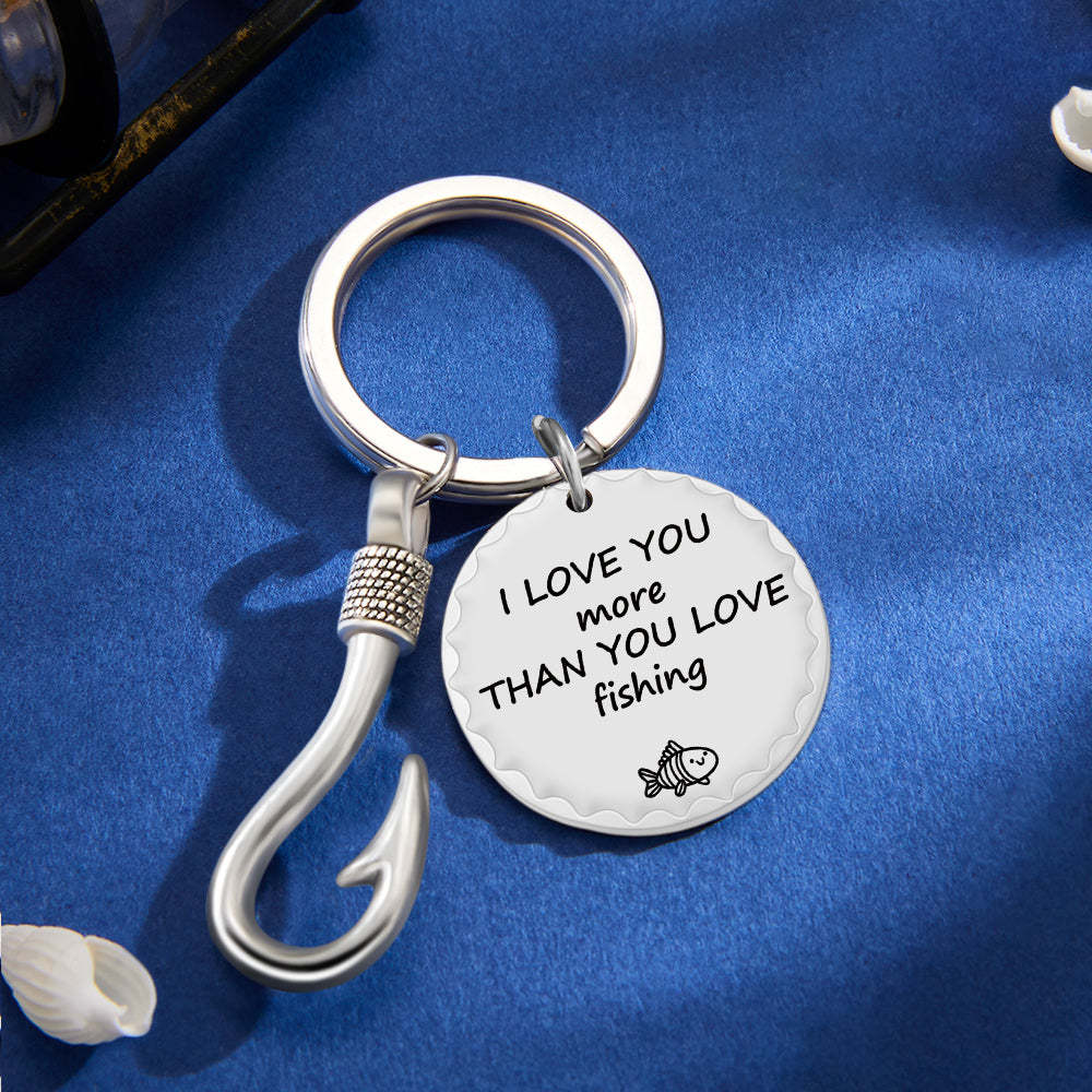Custom Fishing Hook Keychain Personalized Metal Key Ring Father's Day Gifts - yournamenecklaceau