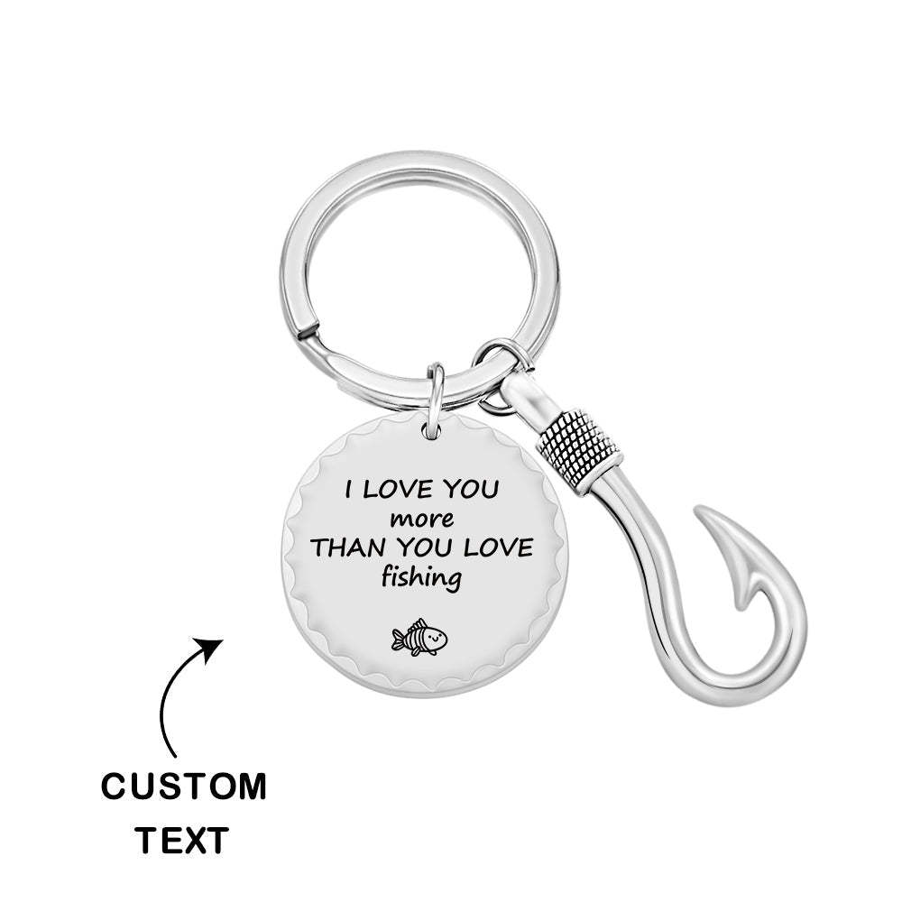 Custom Fishing Hook Keychain Personalized Metal Key Ring Father's Day Gifts - yournamenecklaceau