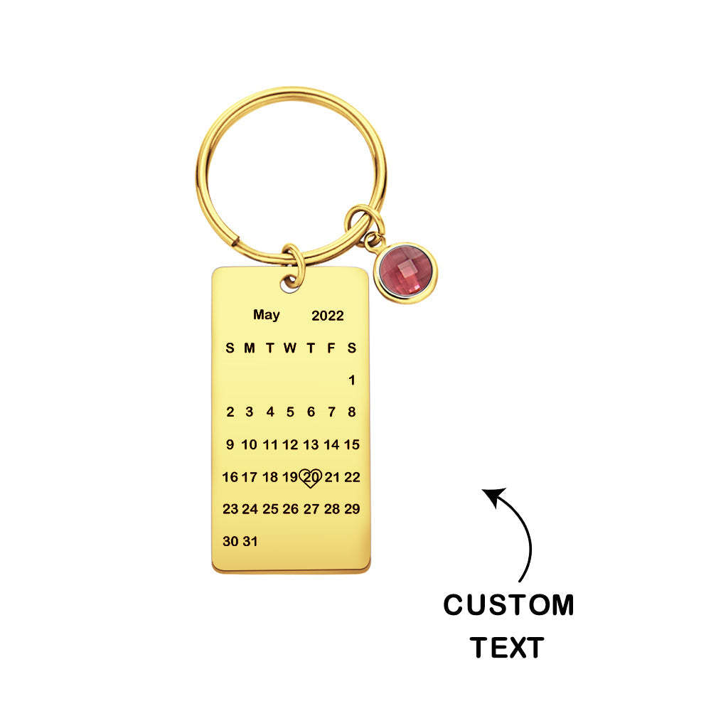 Custom Name Calendar Birthstone Keychain Personalized Date Birthday Gifts - yournamenecklaceau