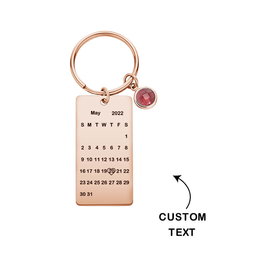Custom Name Calendar Birthstone Keychain Personalized Date Birthday Gifts - yournamenecklaceau