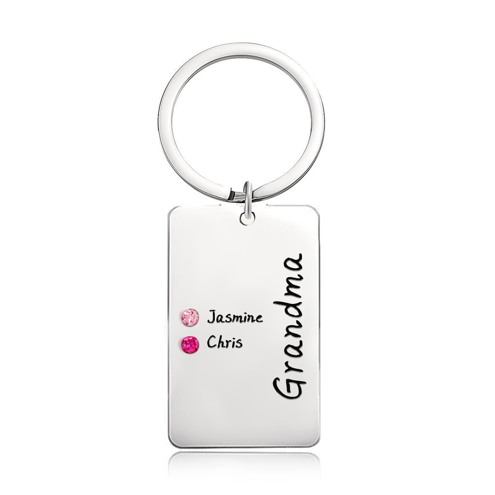 Personalized Birthstone Keychain Gift for Mom Grandma - yournamenecklaceau