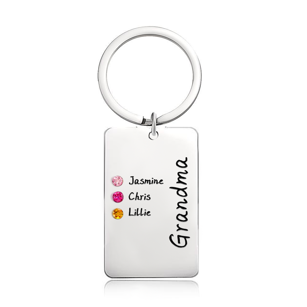 Personalized Birthstone Keychain Gift for Mom Grandma - yournamenecklaceau