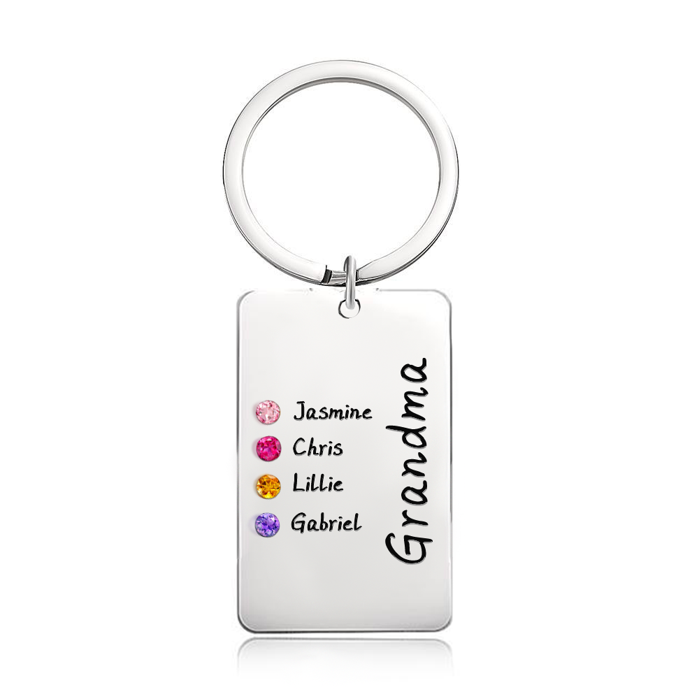 Personalized Birthstone Keychain Gift for Mom Grandma - yournamenecklaceau