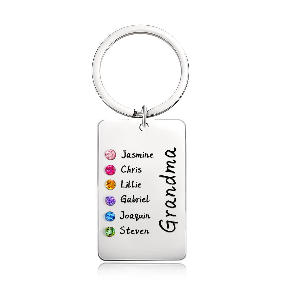 Personalized Birthstone Keychain Gift for Mom Grandma - yournamenecklaceau