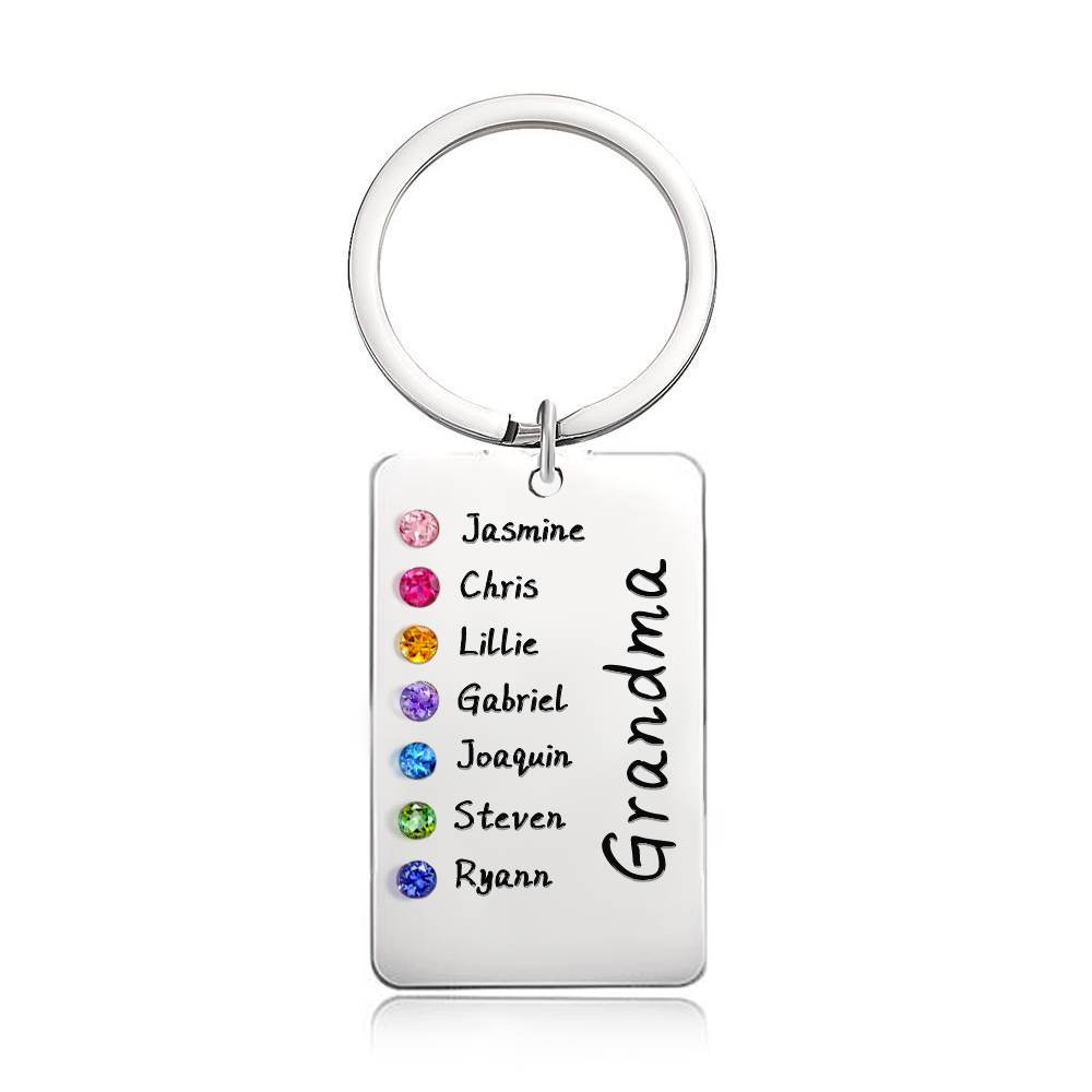 Personalized Birthstone Keychain Gift for Mom Grandma - yournamenecklaceau