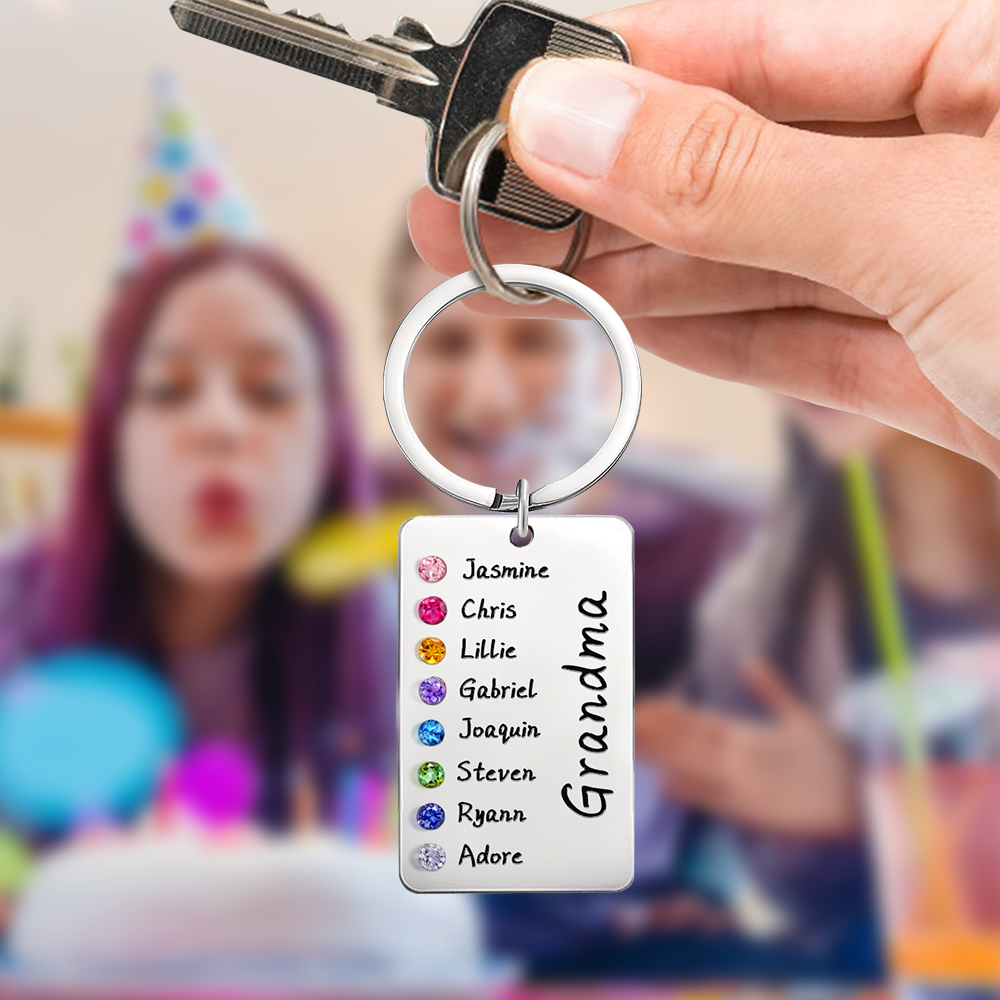 Personalized Birthstone Keychain Gift for Mom Grandma - yournamenecklaceau