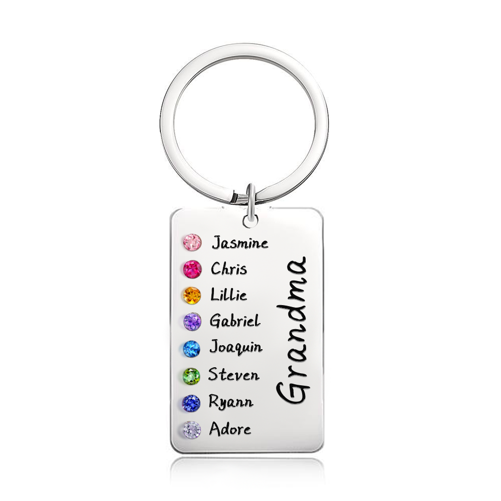 Personalized Birthstone Keychain Gift for Mom Grandma - yournamenecklaceau