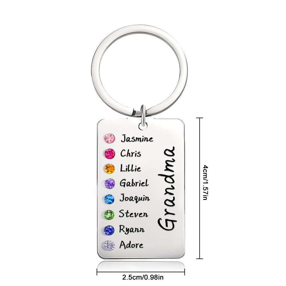 Personalized Birthstone Keychain Gift for Mom Grandma - yournamenecklaceau