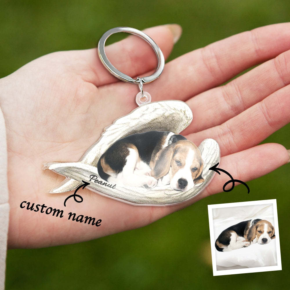 Custom Keychain Pet Sleeping Angel Acrylic Keychain Gift for Pet Lovers - yournamenecklaceau