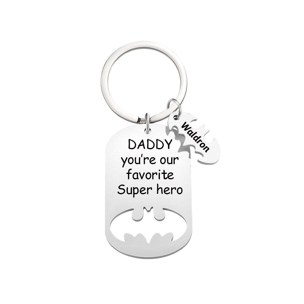 Personalized Superhero Daddy Keychain with Kids Names Gift for Father - yournamenecklaceau