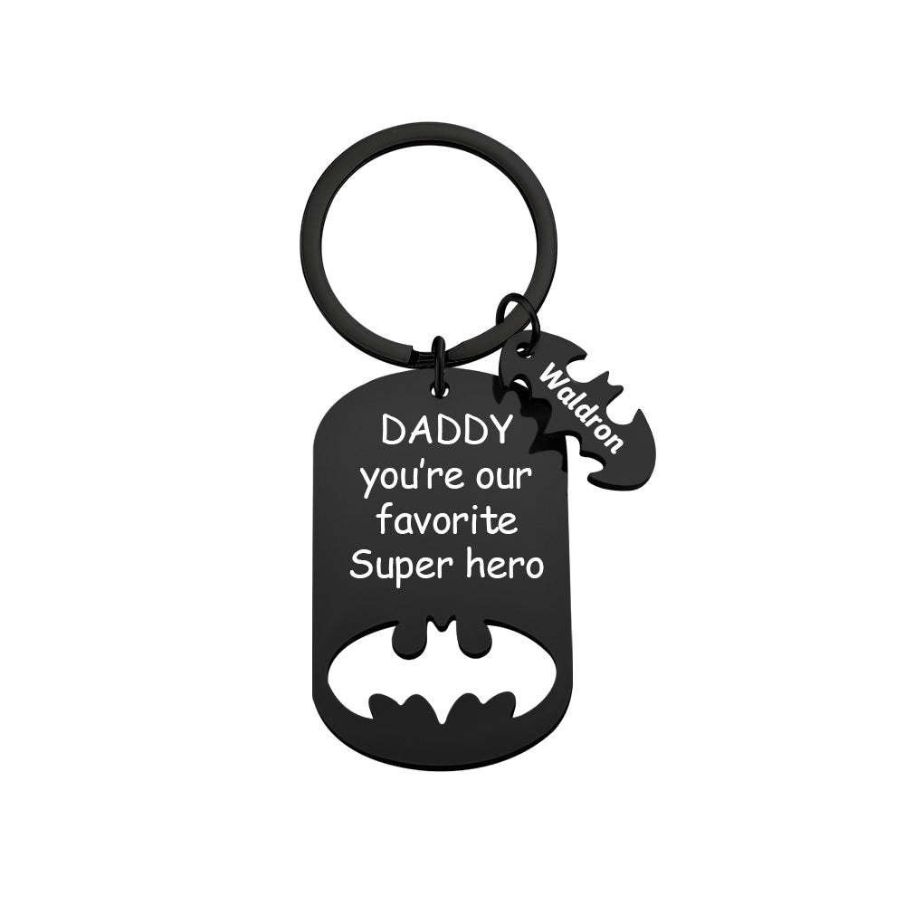 Personalized Superhero Daddy Keychain with Kids Names Gift for Father - yournamenecklaceau