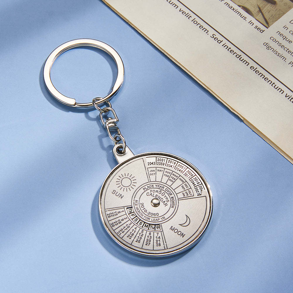 Custom Engraved Keychain Perpetual Calendar Decoration Pendant Keychain - yournamenecklaceau