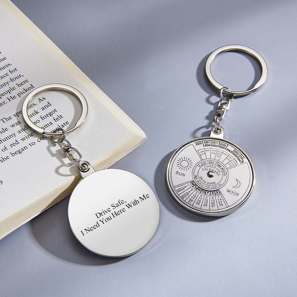 Custom Engraved Keychain Perpetual Calendar Decoration Pendant Keychain - yournamenecklaceau