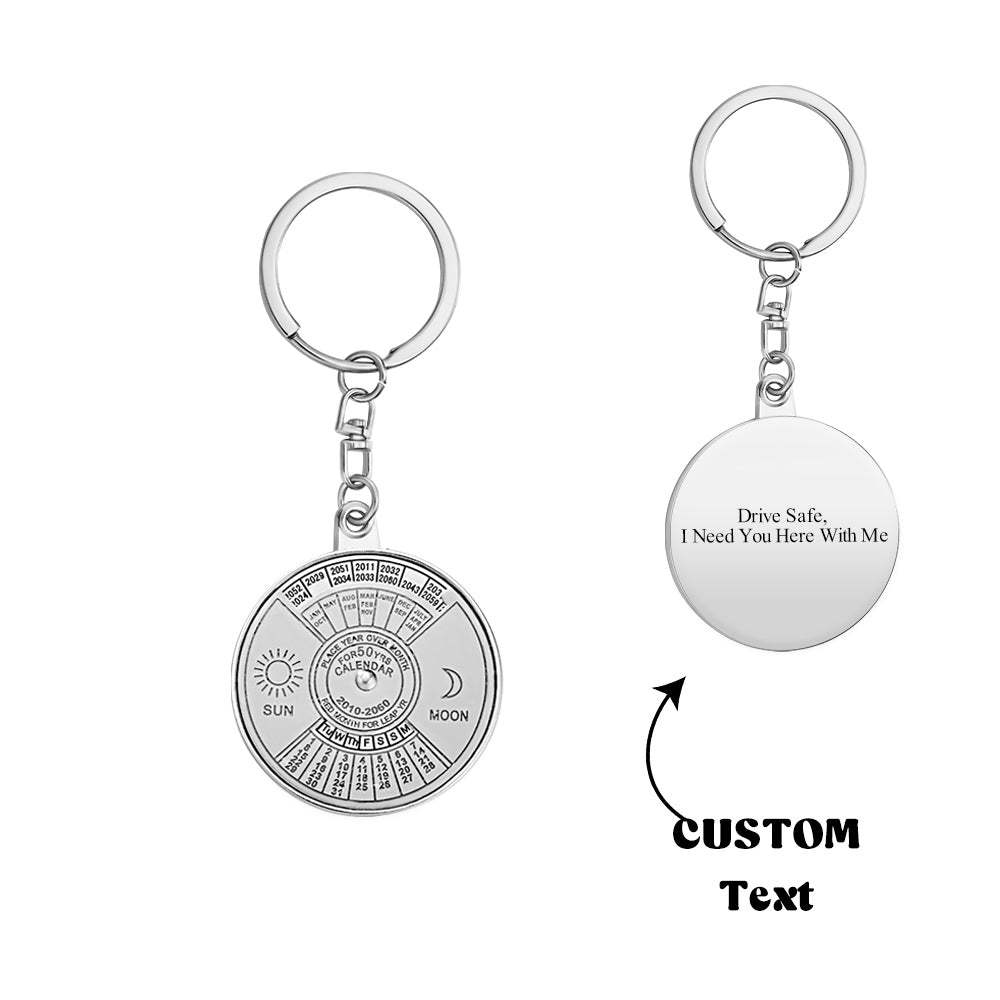 Custom Engraved Keychain Perpetual Calendar Decoration Pendant Keychain - yournamenecklaceau