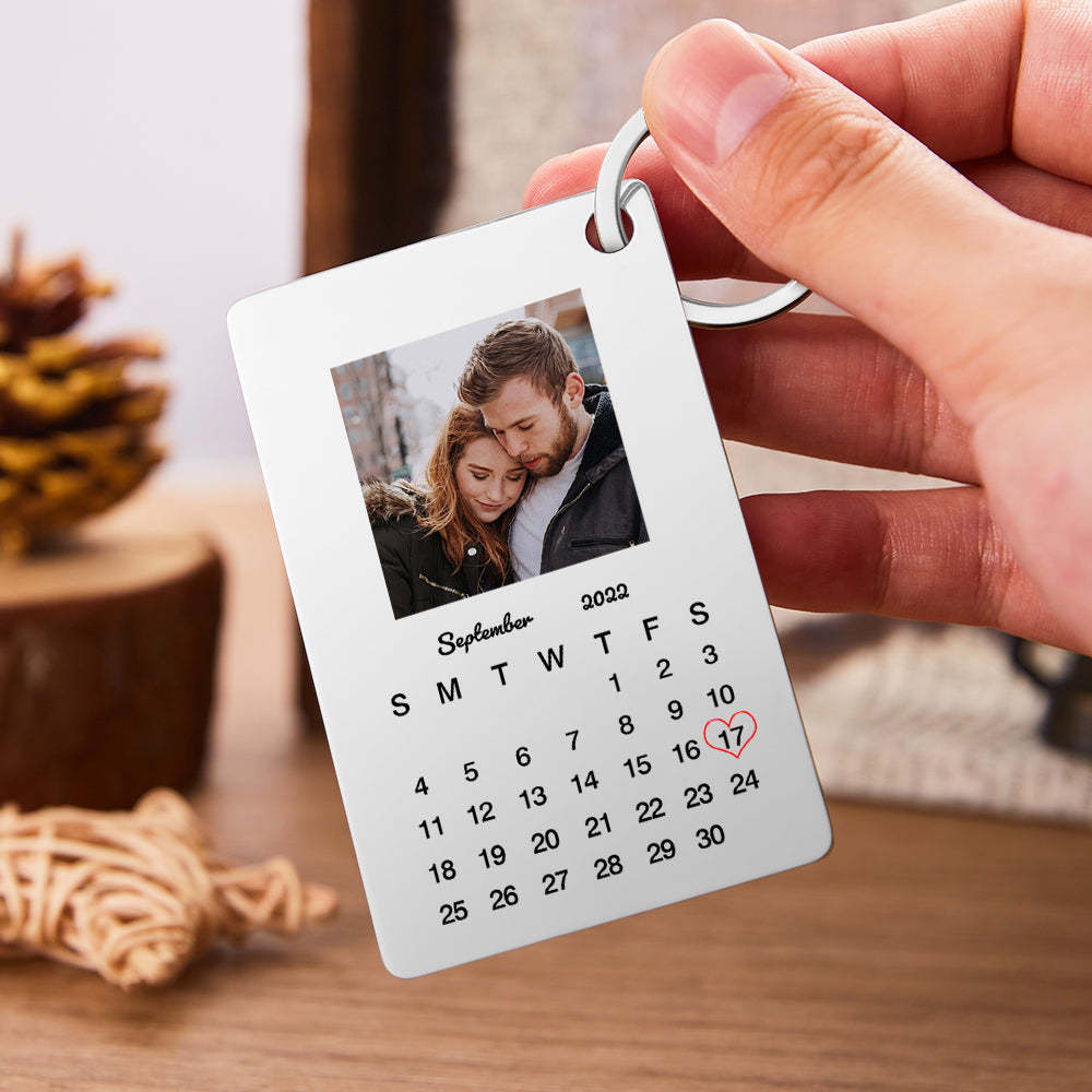 Custom Photo Keychain Calendar Keychain Personalized Keychain Wedding Anniversary Gift - yournamenecklaceau