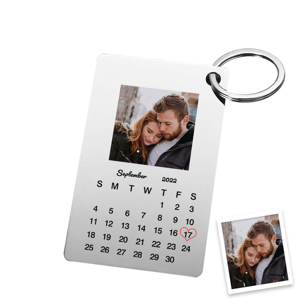 Custom Photo Keychain Calendar Keychain Personalized Keychain Wedding Anniversary Gift - yournamenecklaceau
