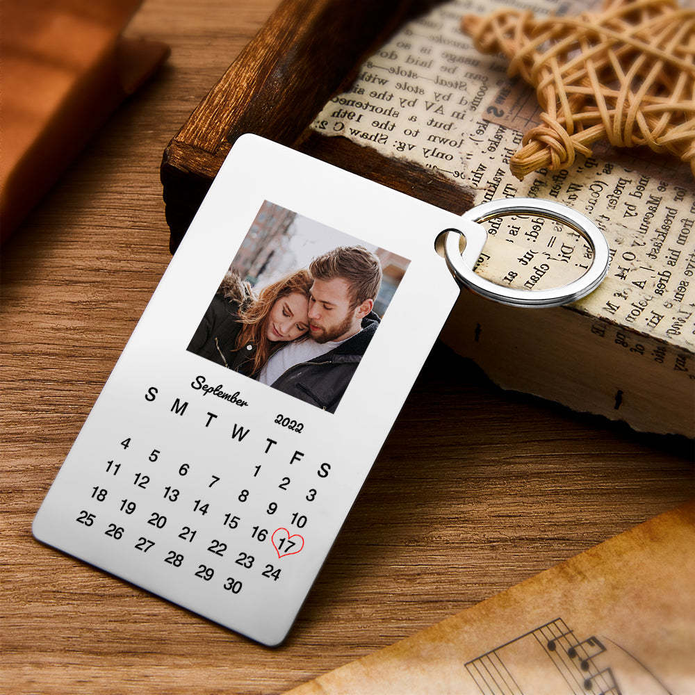 Custom Photo Keychain Calendar Keychain Personalized Keychain Wedding Anniversary Gift - yournamenecklaceau