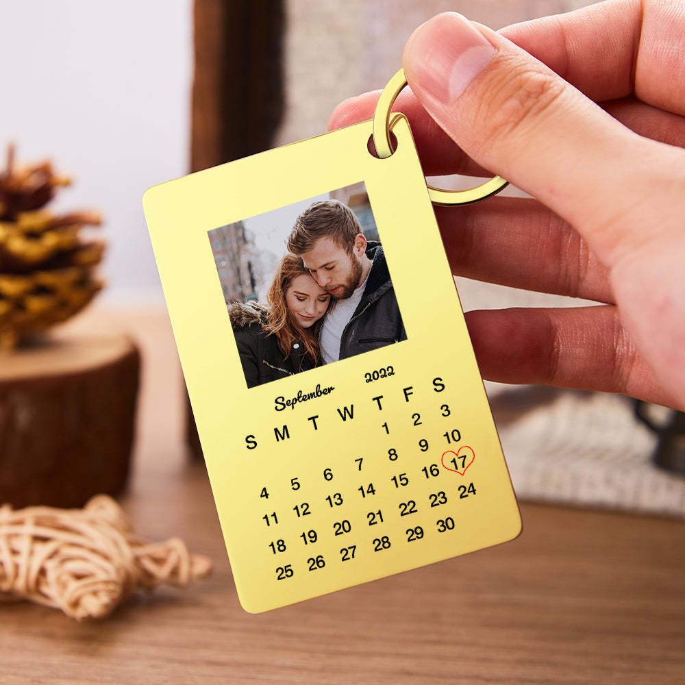 Custom Photo Keychain Calendar Keychain Personalized Keychain Wedding Anniversary Gift - yournamenecklaceau