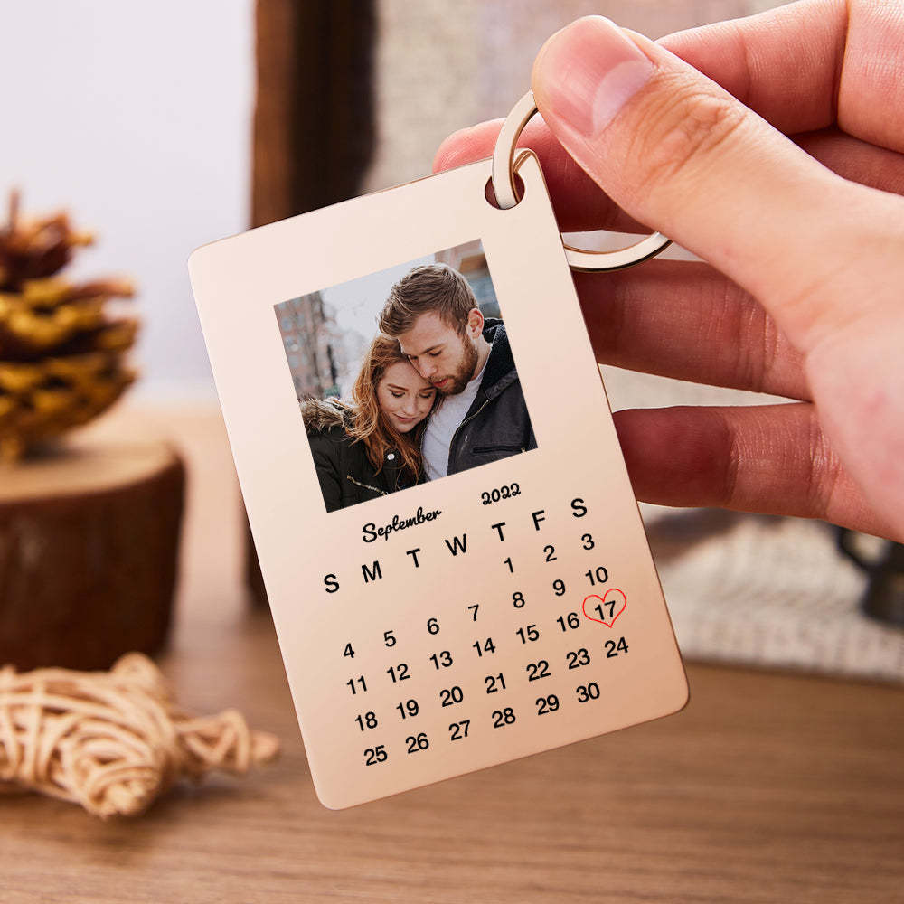 Custom Photo Keychain Calendar Keychain Personalized Keychain Wedding Anniversary Gift - yournamenecklaceau