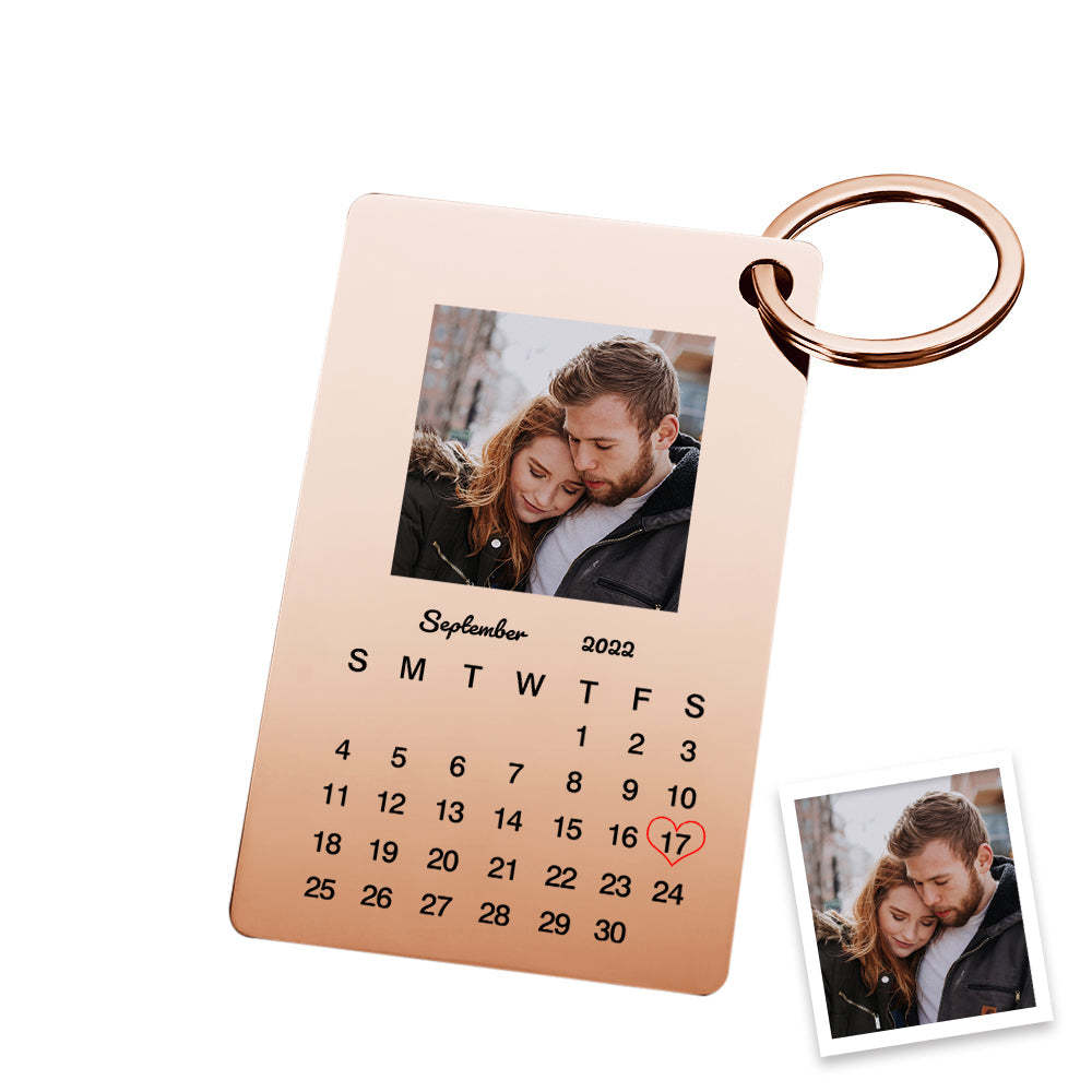 Custom Photo Keychain Calendar Keychain Personalized Keychain Wedding Anniversary Gift - yournamenecklaceau